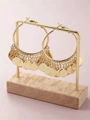 Geometric Disc Charm Earrings | Fashion Hoop Earrings for Women alternate view