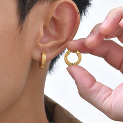 Totem Hoop Earrings for Men and Teens | Hypoallergenic Stainless Steel Huggies detail view