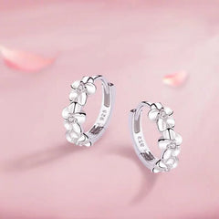 New 925 Sterling Silver Earrings Small Flower Round Earrings Female Charm Jewelry Gift detail view