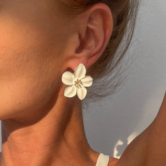 Drip Oil Flower Stud Earrings Women Vintage Colorful