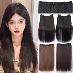 Synthetic Long Straight Clip In Hair Extension | 4 Clips Hidden Hair Piece Wig