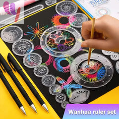 22pcs Drawing Toys Set Geometric Ruler Mathematical Roulette Drawing Tools Learning Painting Puzzle