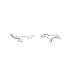 Asymmetrical Small Seagull Earrings Delicate Stylish 925 Silver Earrings Minimalist an close-up view