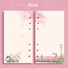 80 Sheets A6 Loose Leaf Paper Notebook Replace Paper with Kawaii Cat Sakura Design Lin close-up view