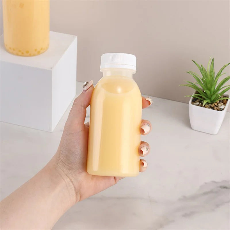 6pcs Small Plastic Bottle 100ml Milk Bottles Small Juice Bottles Leakproof Milk Bottles Portable Bev