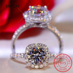 100% Moissanite Rings 1CT 2CT 3CT Brilliant Diamond Halo Engagement Rings For Women Girls Promise Gi