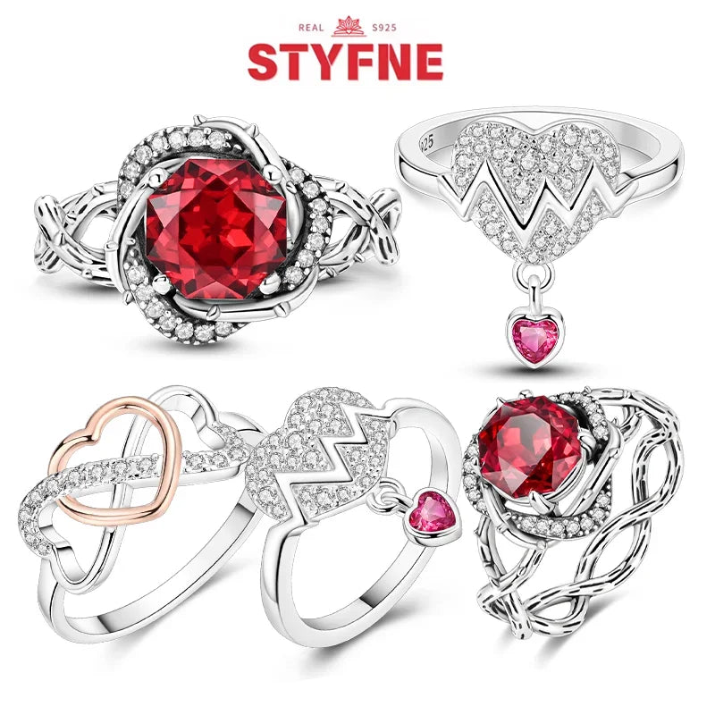 New Original Silver 925 Rings Sparking Colorful Infinite Love Heart Ring for Women Engagement Annive