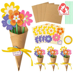 DIY Sunflower Bouquet Kit | 24pcs Paper Flowers with Cards and Ribbon