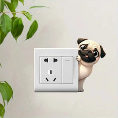 Cute Peeking Dog Animal Light Switch Phone Wall Stickers | Cartoon Decals for Home Decor detail view