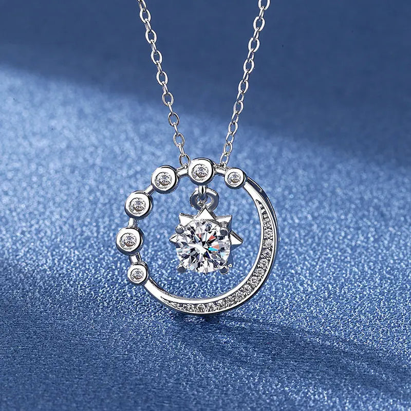 925 Sterling Silver Necklace Pendant Shining Zircon for Women Wedding Jewelry Engagement Charm Party
