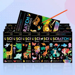 Magic Rainbow Color Scratch Art Painting Paper Card Kit Cartoon Drawing Board Colorin alternate view