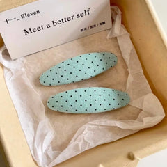 2PCS Cute Polka Dot Fabric Hair Clips, Sweet Non Slip Snap Hair Pins, Elegant Hair Accessory For Women Girls Daily Casual Summer