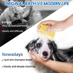 Soft Silicone Pet Shampoo Brush | 2.7oz Dog Cat Bathing Massage Comb close-up view