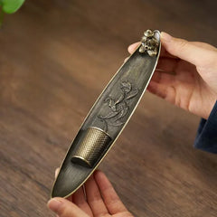 Japanese Style Incense Stick Holder Boat | Old Man Fisherman Metal Incense Burner