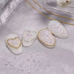 Micro Bead Chain Nail Art Decoration, Silver Gold 50cm Ball Chain for Stylish Manicures, detail view