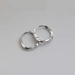 Silver Hoop Earrings | Trendy Distorted Round Earrings for Women