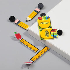 Acrylic School Drop Earrings | Teacher's Day Jewelry Gift Set detail view