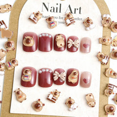 50Pcs Cartoon Cute Resin Capybara Nail Charms Creative Hamster Animal Nail Art Decorat close-up view