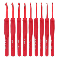 1Pcs Red Crochet Hook Silicone Handle Aluminum Hand Knitting Needles Crocheting Weave Crafts Hooks 2
