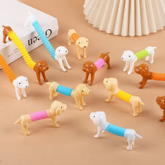 12/24Pcs Colorful Stretchable Dog Stretch Pop Tubes Telescoping Spring Animal Birthda alternate view