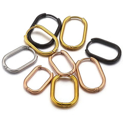 Gold Plated Rectangular Hoop Earrings | 6pcs Stainless Steel Jewelry Findings for DIY alternate view
