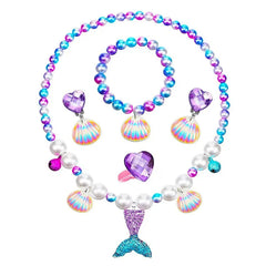 Mermaid Necklace Set for Girls | Sparkling Fish Tail Shell Jewelry Gift