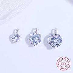 S925 Sterling Silver Inlaid Two-Claw Single Zircon Charm DIY Handmade Bracelet And Necklace Jewelry