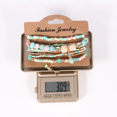 Bohemian Handmade Beads Bracelet Set For Women Summer Colorful Beaded Chain Bangle Girls detail view