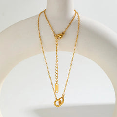 Twist Double Rings Choker Necklace for Women Teen Girl, Simple Stainless Steel Pendant J detail view