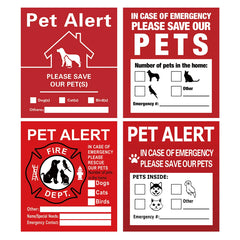 Pet Alert Stickers | Emergency Pet Rescue Window Decals (4 Pack)