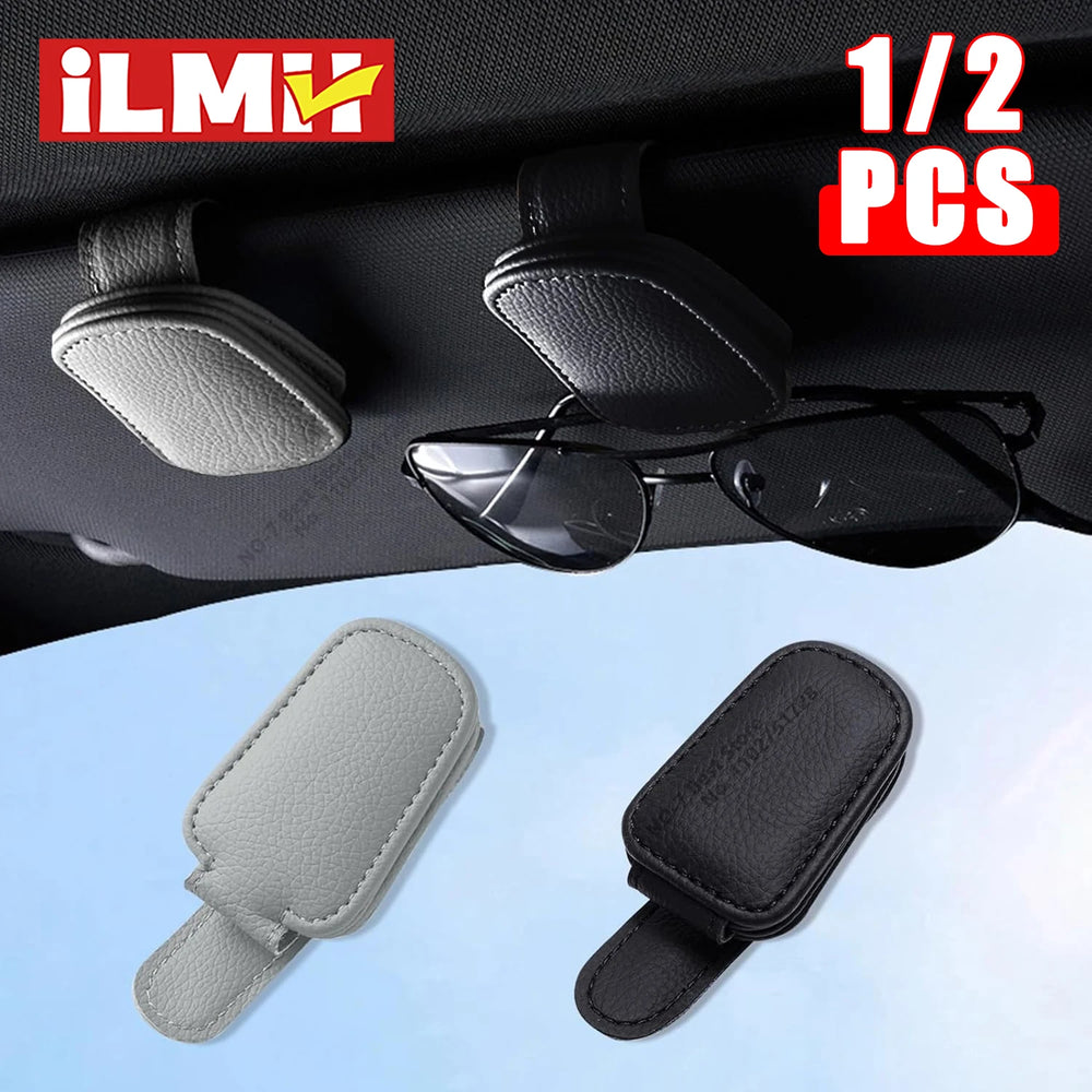 Sunglasses Holder Is Suitable for Car Sun shades Magnetic Leather Sunglasses Clip and Ticket Clip Ca