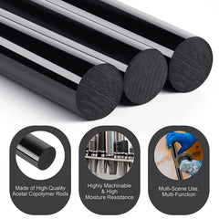 1/5 Pcs Acetal Polymer Rod Plastic Rod Black/White Length 100-300MM Diameter 5-15mm Su close-up view