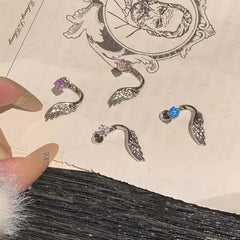 Luxury Crystal Wing Ear Bone Nail for Women Exquisite Elegant Silver Color Shiny Rhine close-up view