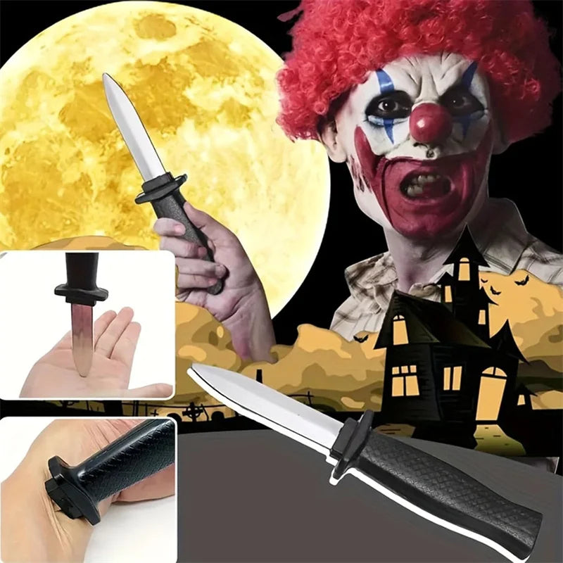 Retractable Fake Knife Toy Plastic Prop Trick Blade Halloween Fools Day Party Cosplay Gadget for Pla