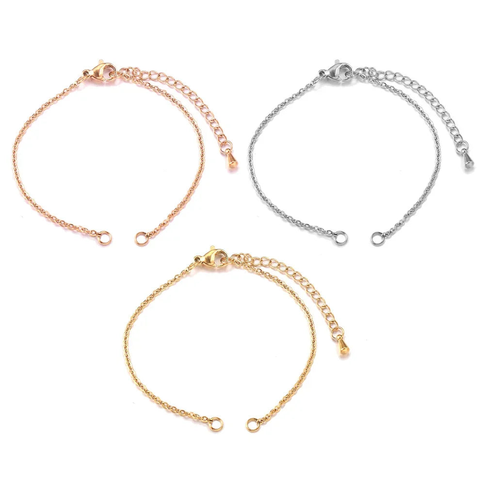 5pcs/lot Stainless Steel Width 1.5mm Adjustable Cuba Chain for Jewelry Making DIY Connector Charm Pe