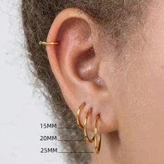 15/20/25mm Stainless Steel Hoop Earring Set | Silver Cartilage Huggie Earrings for Wo alternate view