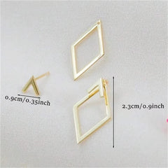 FTCY Minimalist Geometric Square Stud Earrings for Women Double-layer Detachable Triangl detail view