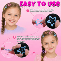 Colorful Star BB Hair Clips Y2K Snap Hair Clips Star Shape Barrettes Non Slip Hair Acces detail view