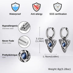 Stainless Steel Moonstone Hoop Earrings for Men | Punk Hip Hop Jewelry Gift alternate view