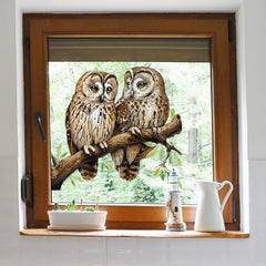 Owl Flower Branch Wall Stickers | Self-Adhesive Animal Wall Decals for Living Room detail view