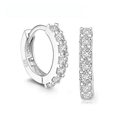 Fast Ship Newest Luxury Romantic Women Jewelry 925 Sterling Silver Plated Rhinestone Crystal Hoop Ea