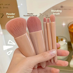 5Pcs Portable Makeup Brush Set With Mirror - Foldable Travel Kit ,Mini Makeup Brush S alternate view