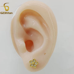 2PC Women's Flower Zircon Stud Earrings 3 Colors Engagement Wedding Jewelry for Carti alternate view