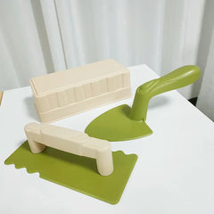 Children Beach Toys Shovel Sandbox Castle Building Sand Brick Walls Molds Tools Winter close-up view