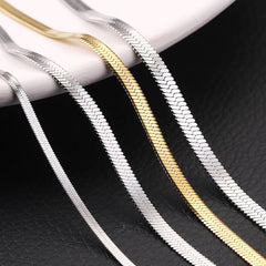 Blade Snake Chain Stainless Steel Necklaces Unisex Men Choker Width 2/4/5mm Herringbon close-up view