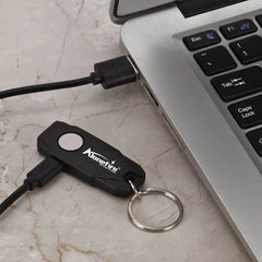 Mini LED Keychain Light | USB Rechargeable Compact Flashlight close-up view