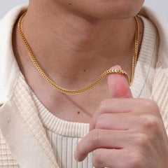 Men's Franco Chain Necklace | 3MM Thick Stainless Steel Gold Necklace alternate view