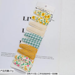 10Pcs/Lot Ins 6cm Flower Print Cotton Alloy Hair Bow Snap Clips Set Fabric Plaid Bobby Hairpins Hairgrips Girls Kids Headwear