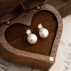 Dainashi 7-8mm Natural Freshwater Pearl Stud Earrings | Dainty Crystal Pearl Jewelry Gif detail view