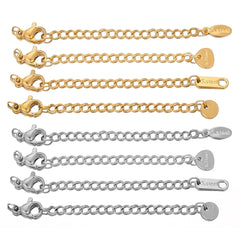 10pcs Stainless Steel Extension Chains with Lobster Clasps | DIY Jewelry Findings